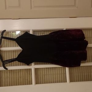 Vintage.Black/Velvet Maroon dress with maroon velvet blazer.